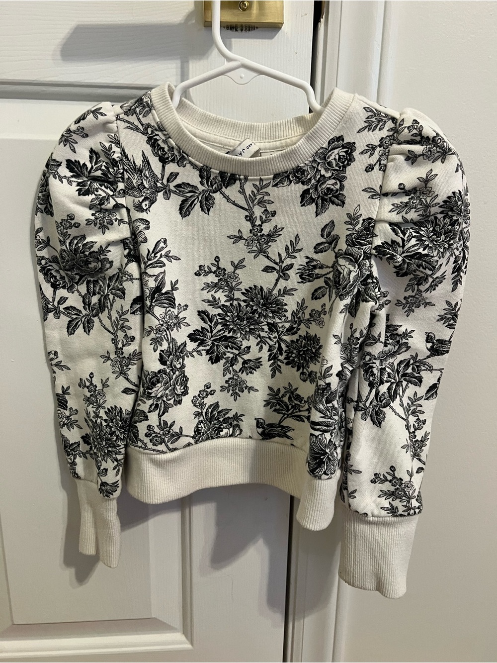 Janie and Jack Ivory Sweatshirt with Black Floral Print